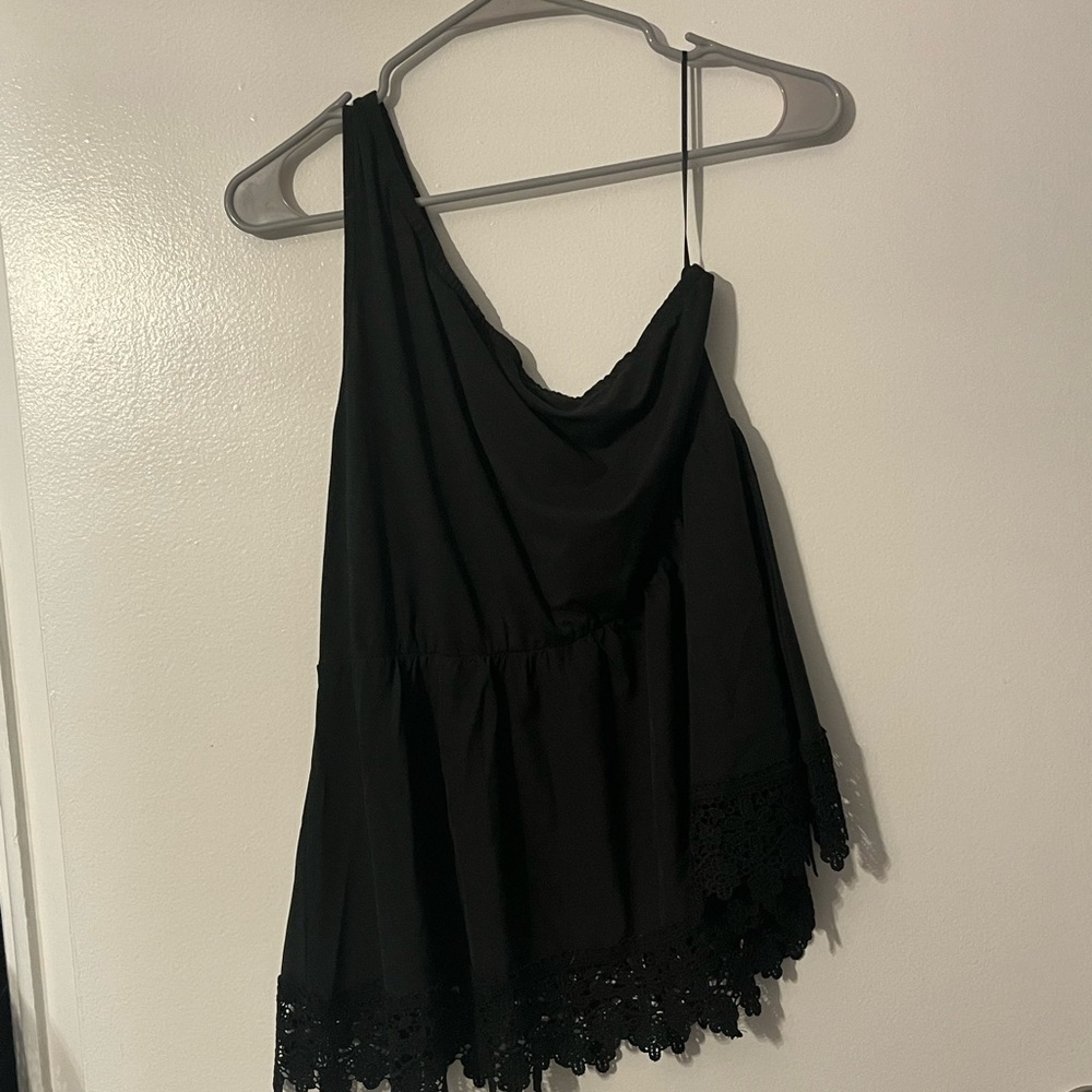 SHEIN Curve 0X Black One Shoulder Top